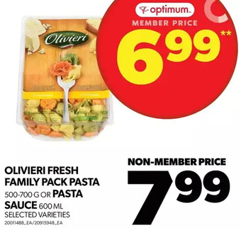 Real Canadian Superstore Olivieri fresh family pack pasta or pasta sauce offer