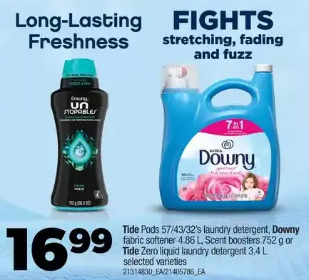 Real Canadian Superstore Tide pods laundry detergent, downy fabric softener, scent boosters or tide zero liquid laundry detergent offer