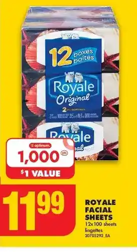 No Frills Royale facial sheets offer