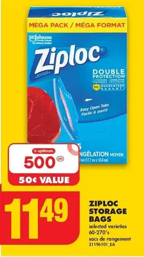 No Frills Ziploc storage bags offer