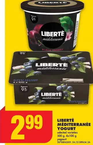 No Frills Liberté méditerranée yogurt offer