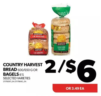 Real Canadian Superstore Country harvest bread or bagels offer
