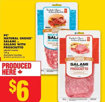 No Frills Pc natural choice salami or salami with prosciutto offer