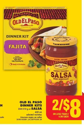 No Frills Old el paso dinner kits or salsa offer