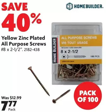 Home Hardware Yellow zinc plated all purpose screws offer