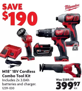 Home Hardware M18 18v cordless combo tool kit offer