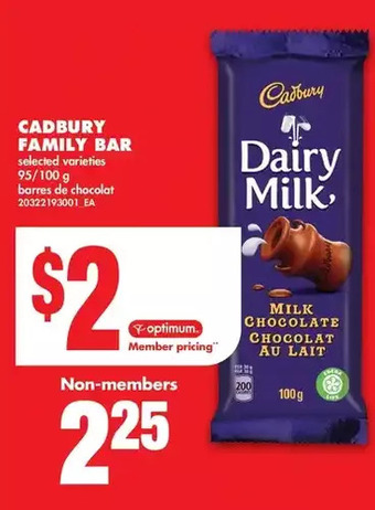 No Frills Cadbury family bar offer