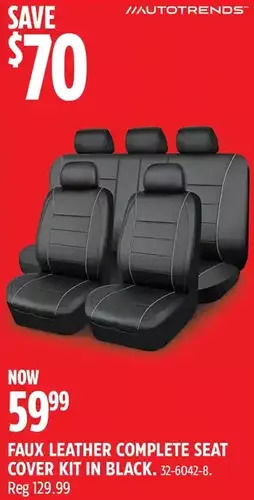 Canadian Tire Autotrends faux leather complete seat cover kit offer