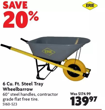 Home Hardware 6 cu. ft. steel tray wheelbarrow offer