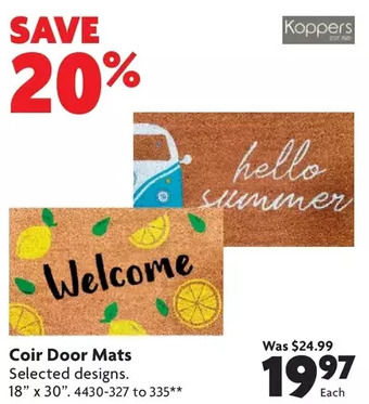 Home Hardware Coir door mats offer