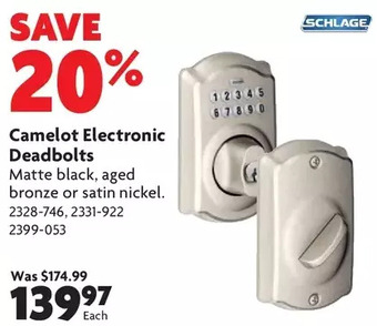 Home Hardware Camelot electronic deadbolts offer