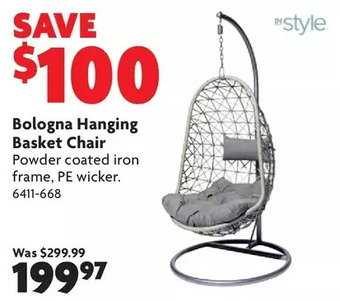 Home Hardware Bologna hanging basket chair offer