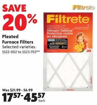 Home Hardware Pleated furnace filters offer