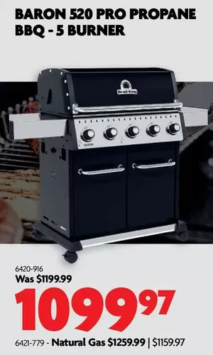 Home Hardware Baron 520 pro propane bbq - 5 burner | natural gas offer