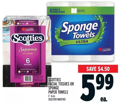 Metro Scotties facial tissues or sponge paper towels offer