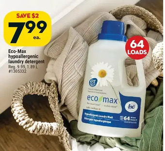 Giant Tiger Eco-max hypoallergenic laundry detergent offer