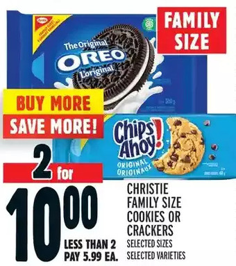 Metro Christie family size cookies or crackers offer