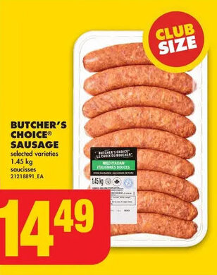 No Frills BUTCHER'S CHOICE SAUSAGE 1.45kg offer