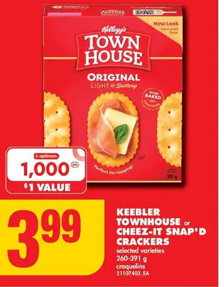 No Frills KEEBLER TOWNHOUSE or CHEEZ-IT SNAP'D CRACKERS offer