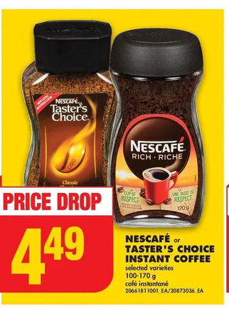 No Frills NESCAFÉ or TASTER'S CHOICE INSTANT COFFEE offer