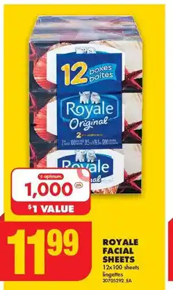 No Frills ROYALE FACIAL SHEETS 12x 100 sheets lingettes offer