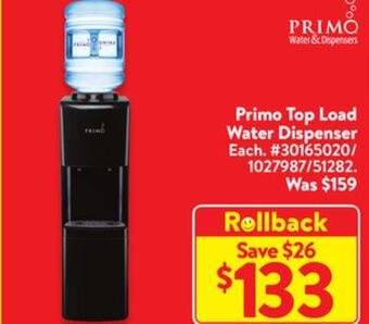 Walmart Prime top load water dispenser offer