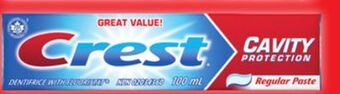 Walmart Crest cavity protection 100 ml toothpaste offer