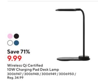 Staples Basic tech wireless qi certified 10w charging pad desk lamp offer