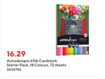 Staples Astrodesigns 65lb cover paper - 8.5 w x 11 h - starter pack 18-colour offer