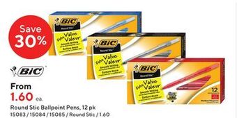 Staples Bic round stic extra value ballpoint stick pens offer