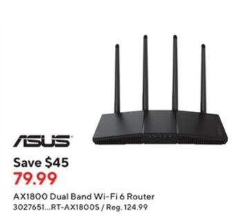 Staples Asus rt-ax1800s dual band wifi 6 router offer