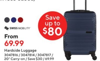 Staples Swiss mobility hardside luggage offer