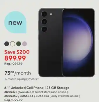 Staples Samsung galaxy s23 6.1 unlocked cell phone offer