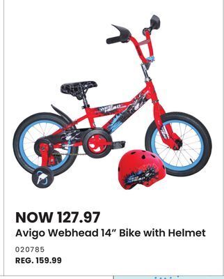 Toys R us Avigo webhead 14 bike with helmet offer