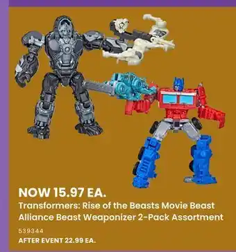 Toys R us Transformers: rise of the beasts movie beast alliance beast weaponizer 2-pack assortment offer