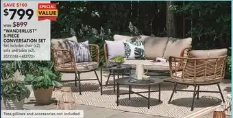 Lowe's Allen + roth wanderlust 5-piece conversation set offer