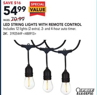 Lowe's Feit electric led string lights with remote control 24' offer