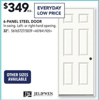 Lowe's Jeld-wen 6-panel steel door 32 offer