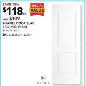 Lowe's Metrie 2-panel door slab 30 offer