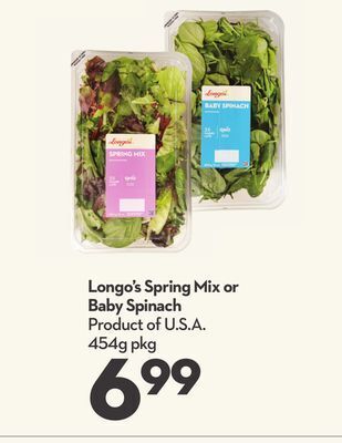 Longo's Longo's spring mix or baby spinach offer