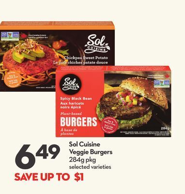 Longo's Sol cuisine veggie burgers offer