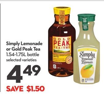 Longo's Simply lemonade or gold peak tea offer
