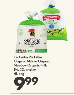 Longo's Lactantia pūrfiltre organic milk or organic meadow organic milk offer