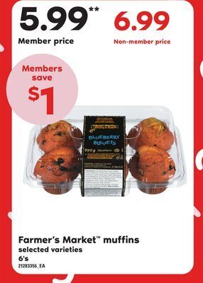 Loblaws Farmer's market™ muffins, 6's offer