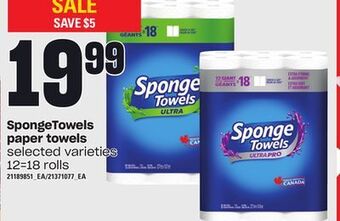 Loblaws Spongetowels paper towels, 12=18 rolls offer