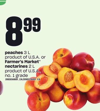 Loblaws Peaches, 3 l or farmer's market nectarines, 2 l offer