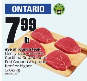 Loblaws Eye of round steak offer