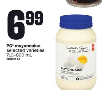 Loblaws Pc® mayonnaise, 710-890 ml offer