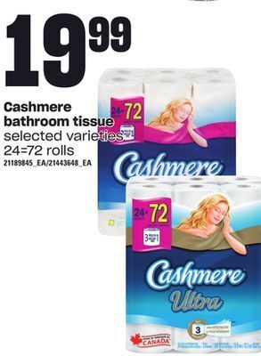 Loblaws Cashmere bathroom tissue, 24=72 rolls offer