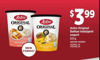 Loblaws Astro original balkan indulgent yogurt, 625 g offer